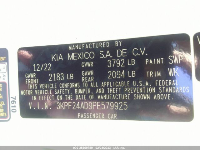 3KPF24AD9PE579925 KIA Forte Lxs