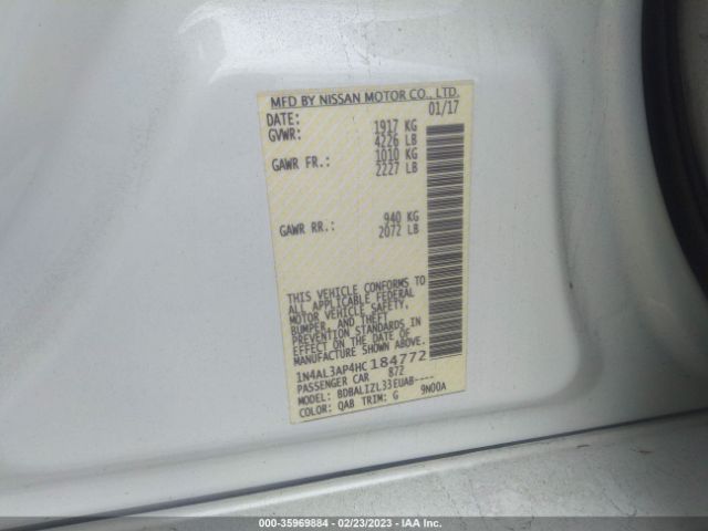 1N4AL3AP4HC184772 Nissan Altima 2.5 Sv