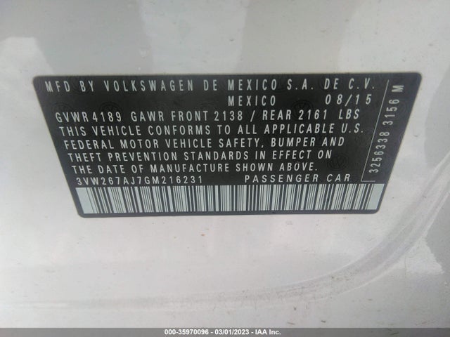 3VW267AJ7GM216231 Volkswagen Jetta Sedan 1.4t S W/technology