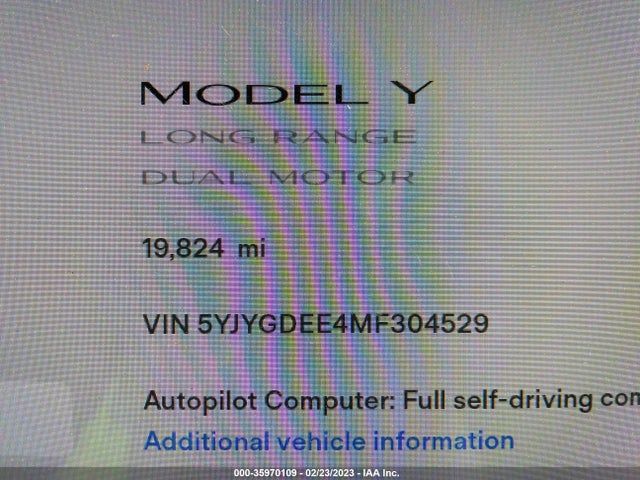 Tesla Model Y Long Range 2021 5YJYGDEE4MF304529 Image 9