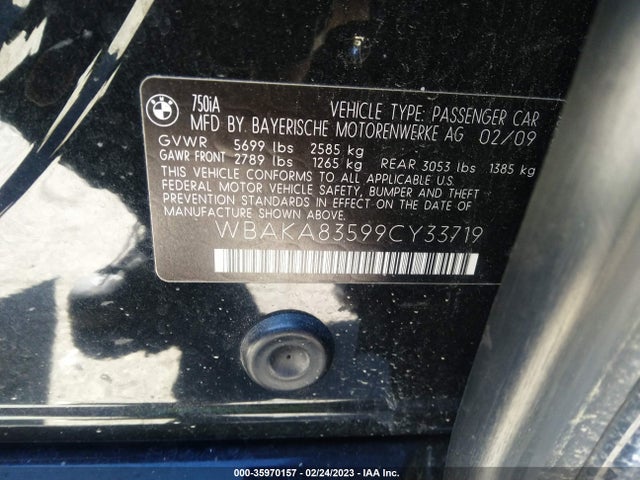 BMW 7 Series 750i 2009 WBAKA83599CY33719 Image 10