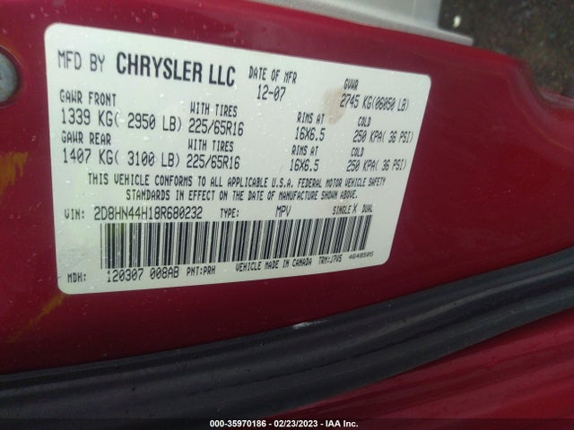 Dodge Grand Caravan Se 2008 2D8HN44H18R680232 Image 10