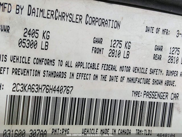 2C3KA63H76H440767 Chrysler 300 C