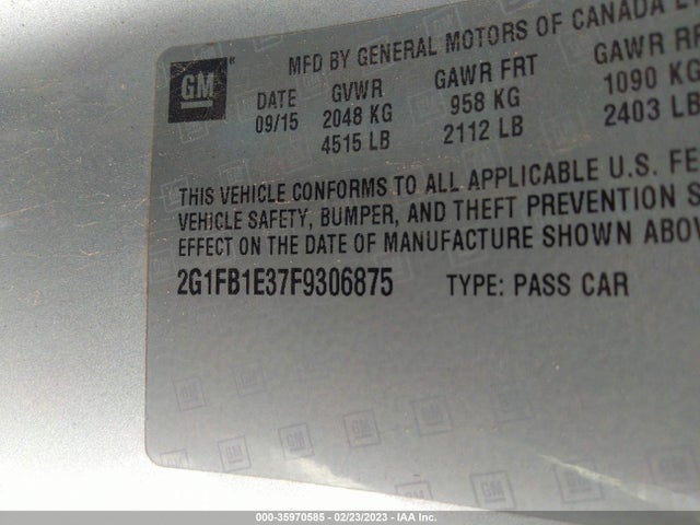 Chevrolet CAMARO LS 2015 2G1FB1E37F9306875 Image 9