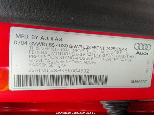 WAUAC48HX5K004532 Audi A4 1.8T
