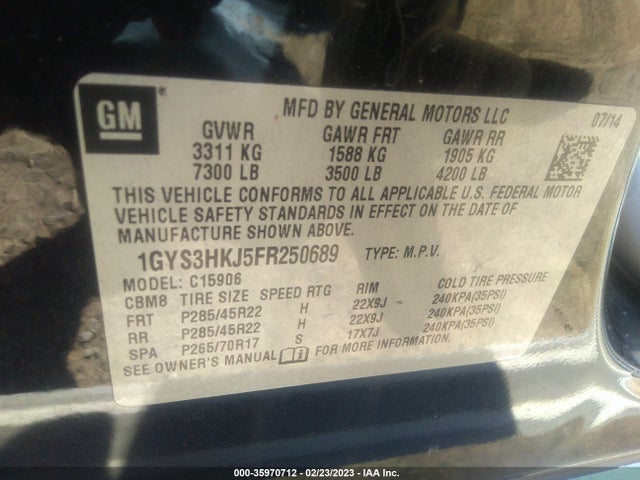 2015 Cadillac Escalade, VIN: 1GYS3HKJ5FR250689