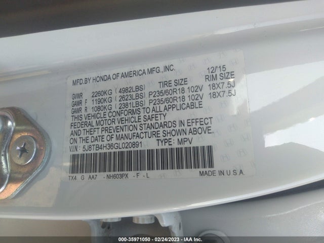 Acura RDX 2016 5J8TB4H36GL020891 Image 9