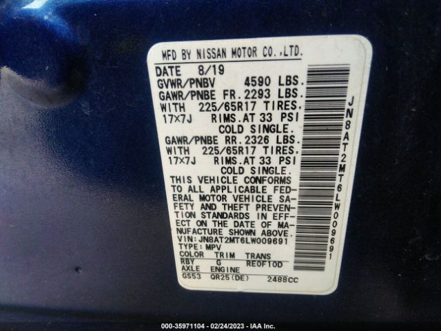 JN8AT2MT6LW009691 Nissan ROGUE SV