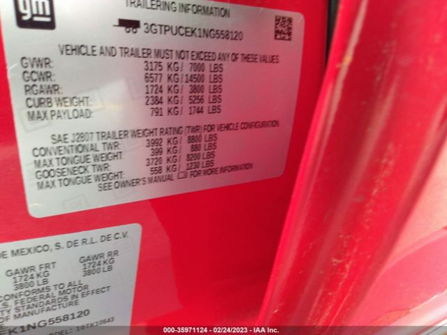 3GTPUCEK1NG558120 GMC Sierra 1500 Elevation