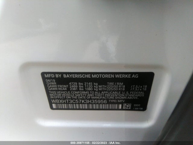 2019 BMW X1, VIN: WBXHT3C57K3H35956