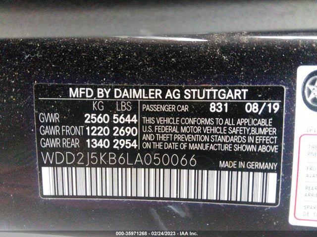 2020 Mercedes-Benz CLS-Class, VIN: WDD2J5KB6LA050066
