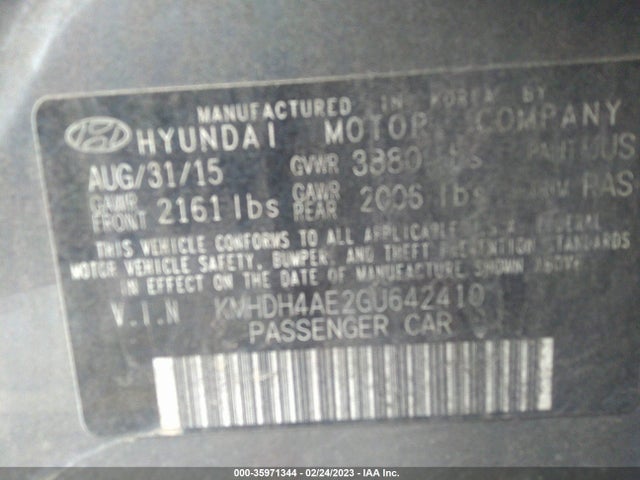 Hyundai ELANTRA SE 2016 KMHDH4AE2GU642410 Image 9