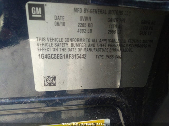 2010 BUICK LACROSSE CXL VIN: 1G4GC5EG1AF315442