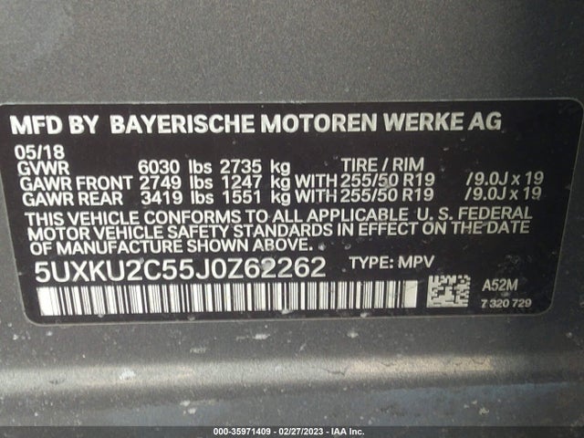 2018 BMW X6, VIN: 5UXKU2C55J0Z62262
