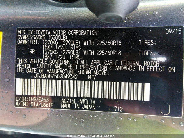 JTJBARBZ5G2049342 Lexus NX 200T