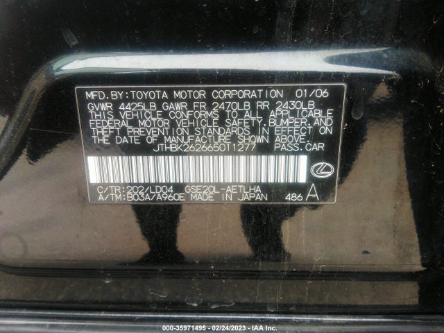 Lexus Is 250 Manual/auto 2006 JTHBK262665011277 Image 10