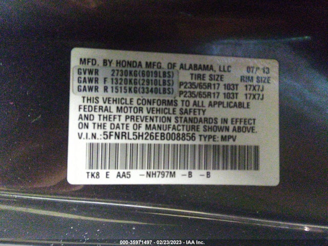 Honda ODYSSEY LX 2014 5FNRL5H26EB008856 Image 10