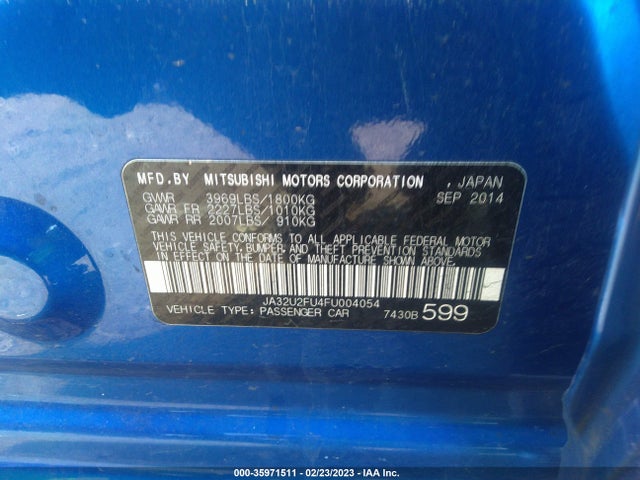 JA32U2FU4FU004054 Mitsubishi LANCER ES