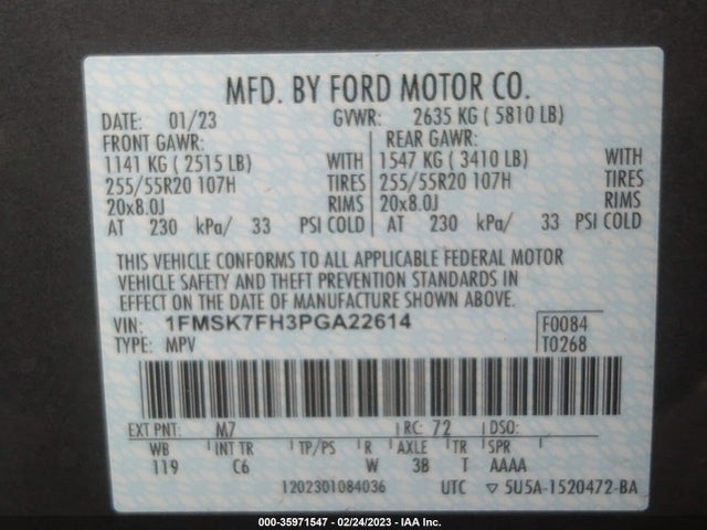 2023 Ford Explorer, VIN: 1FMSK7FH3PGA22614