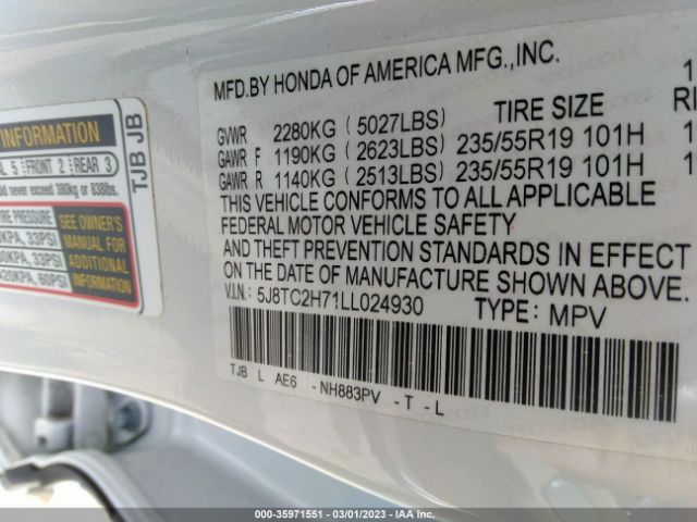 5J8TC2H71LL024930 Acura Rdx W/advance Pkg