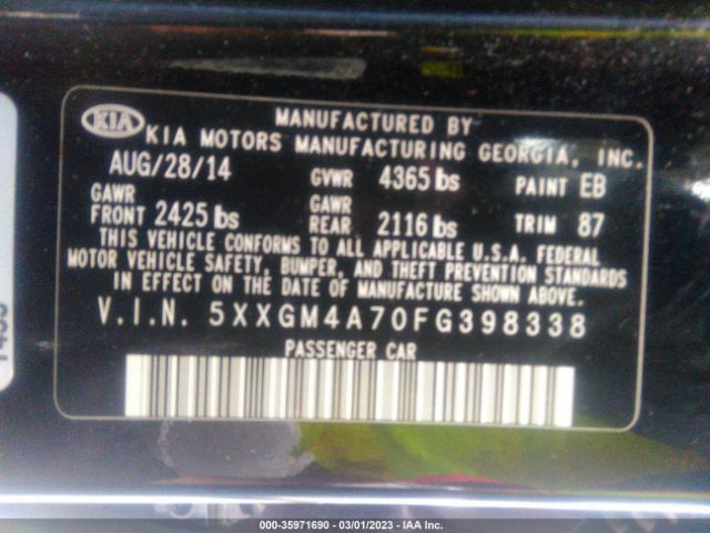 5XXGM4A70FG398338 KIA Optima Lx