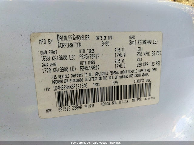 Dodge Durango Sxt 2006 1D4HB38NX6F121240 Image 10