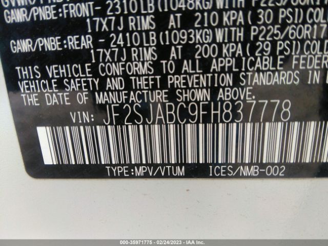 JF2SJABC9FH837778 Subaru Forester 2.5i
