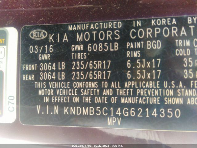 KNDMB5C14G6214350 KIA SEDONA LX