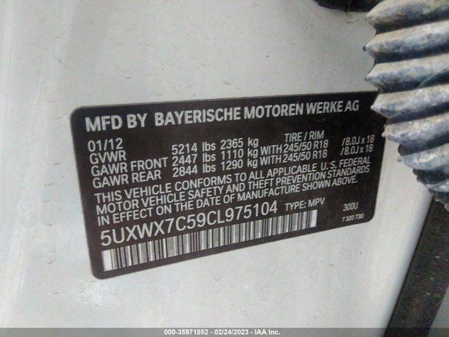 BMW X3 2012 5UXWX7C59CL975104 Image 11