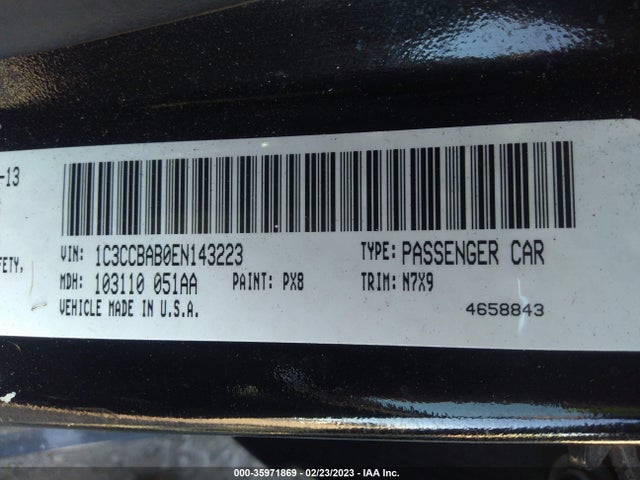 1C3CCBAB0EN143223 Chrysler 200 LX