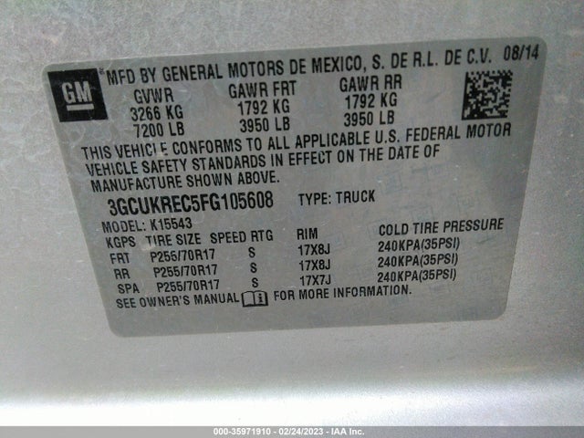 Chevrolet Silverado 1500 Lt 2015 3GCUKREC5FG105608 Image 9