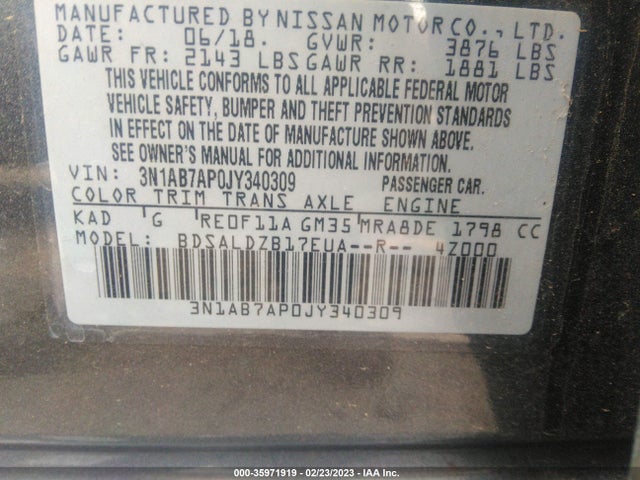 Nissan SENTRA SV 2018 3N1AB7AP0JY340309 Image 9