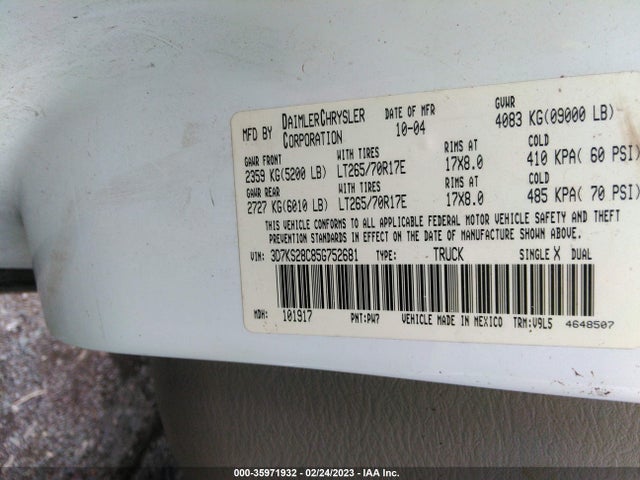 Dodge Ram 2500 Slt 2005 3D7KS28C85G752681 Image 10