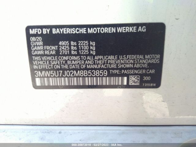 3MW5U7J02M8B53859 BMW 3 Series M340i