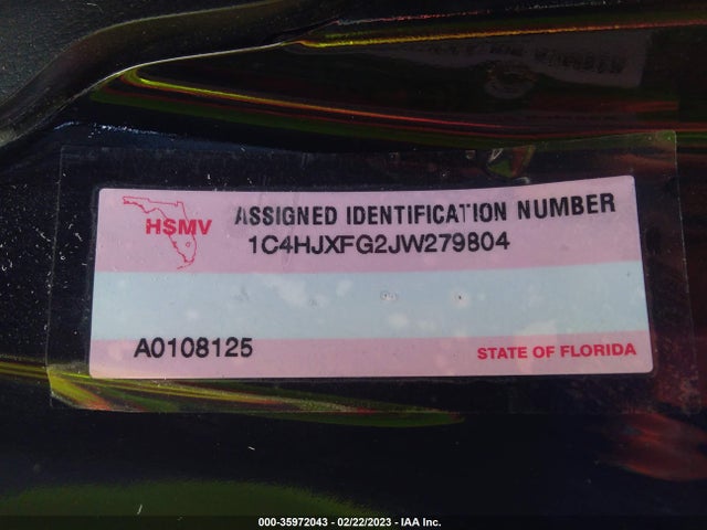 2018 Jeep Wrangler, VIN: 1C4HJXFG2JW279804