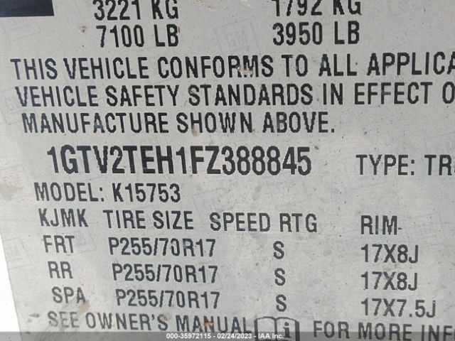 1GTV2TEH1FZ388845 GMC SIERRA 1500