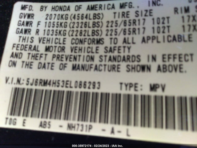 Honda CR-V EX 2014 5J6RM4H53EL086293 Image 9