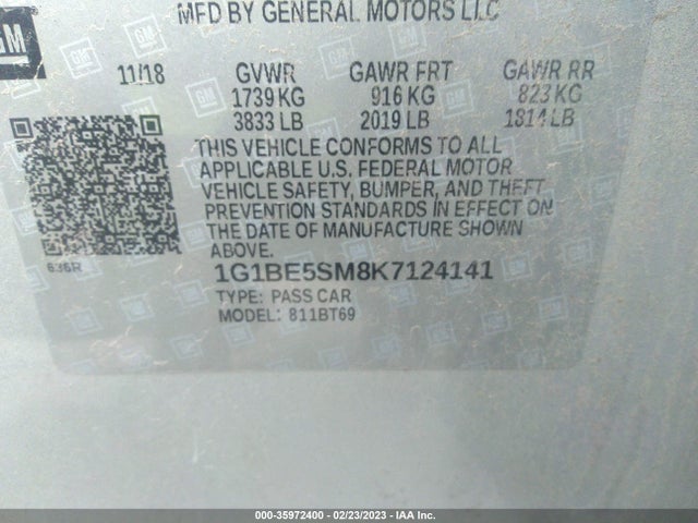 Chevrolet CRUZE LT 2019 1G1BE5SM8K7124141 Image 10