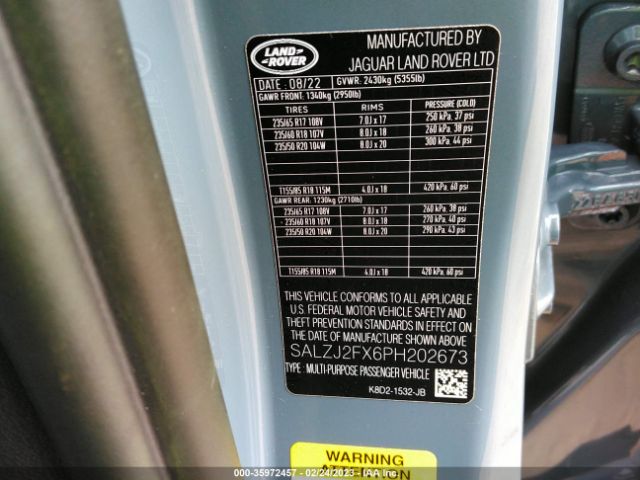 SALZJ2FX6PH202673 Land Rover Range Rover Evoque S