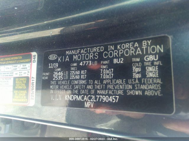 KNDPMCAC2L7790457 KIA Sportage Lx