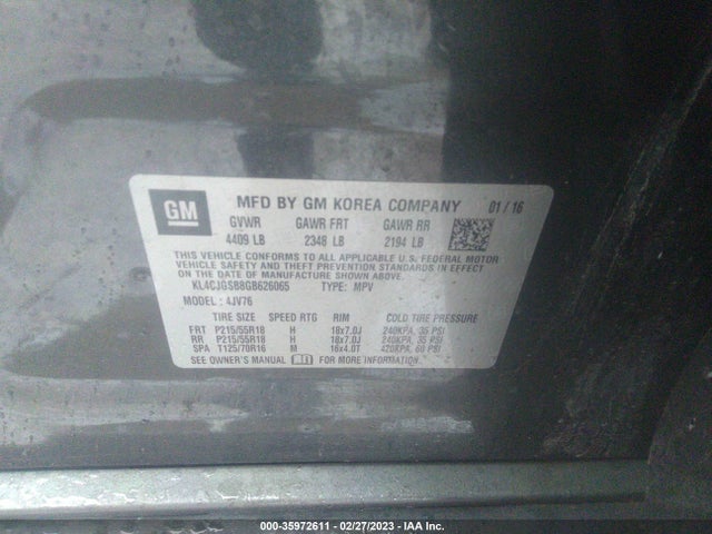 2016 Buick Encore, VIN: KL4CJGSB8GB626065