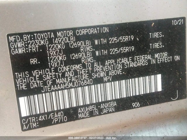 Toyota Venza Le/xle/limited 2021 JTEAAAAH5MJ076840 Image 11