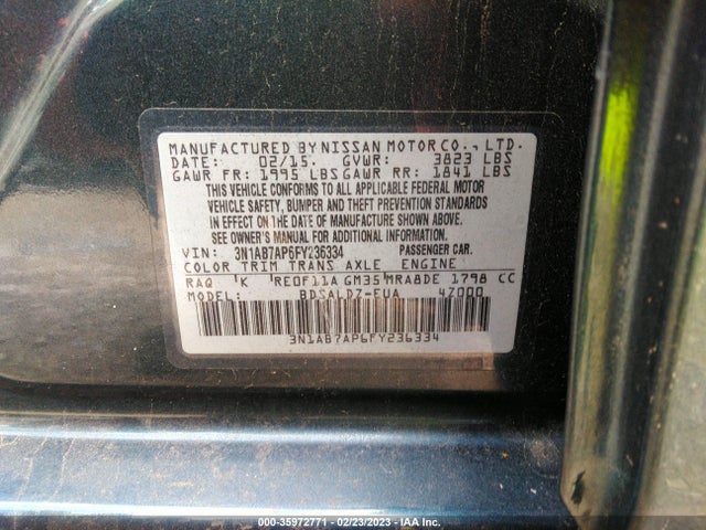 2015 Nissan Sentra, VIN: 3N1AB7AP6FY236334