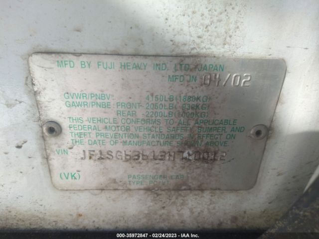 JF1SG63613H710012 Subaru FORESTER X
