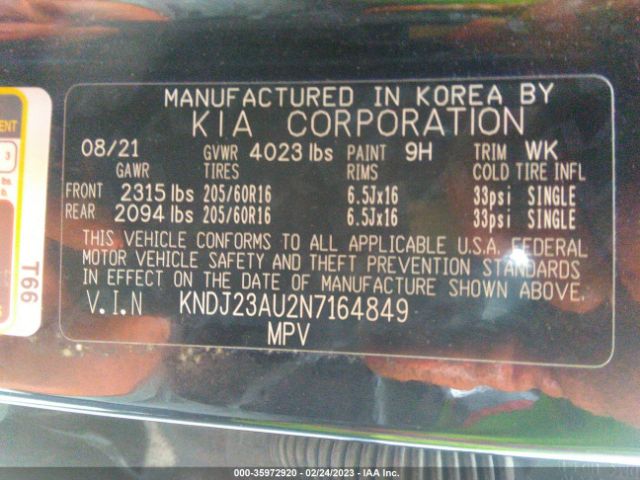 KNDJ23AU2N7164849 KIA SOUL LX