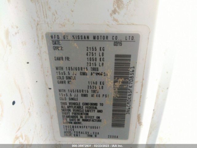 3N6CM0KN5FK708561 Nissan Nv200 S
