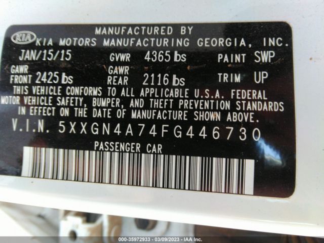 5XXGN4A74FG446730 KIA OPTIMA EX