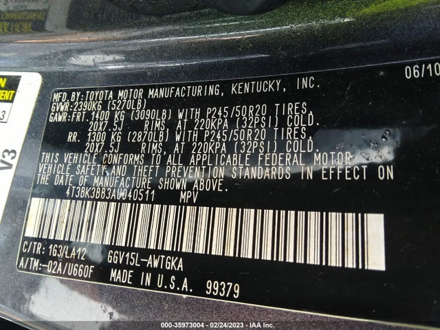 Toyota Venza 2010 4T3BK3BB3AU040511 Image 10