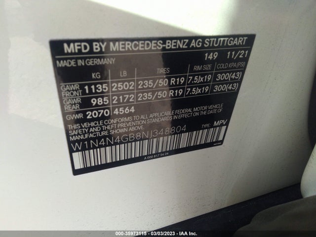 2022 Mercedes-Benz GLA-Class, VIN: W1N4N4GB8NJ348804