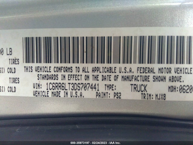 2013 RAM 1500 LONE STAR VIN: 1C6RR6LT3DS707441